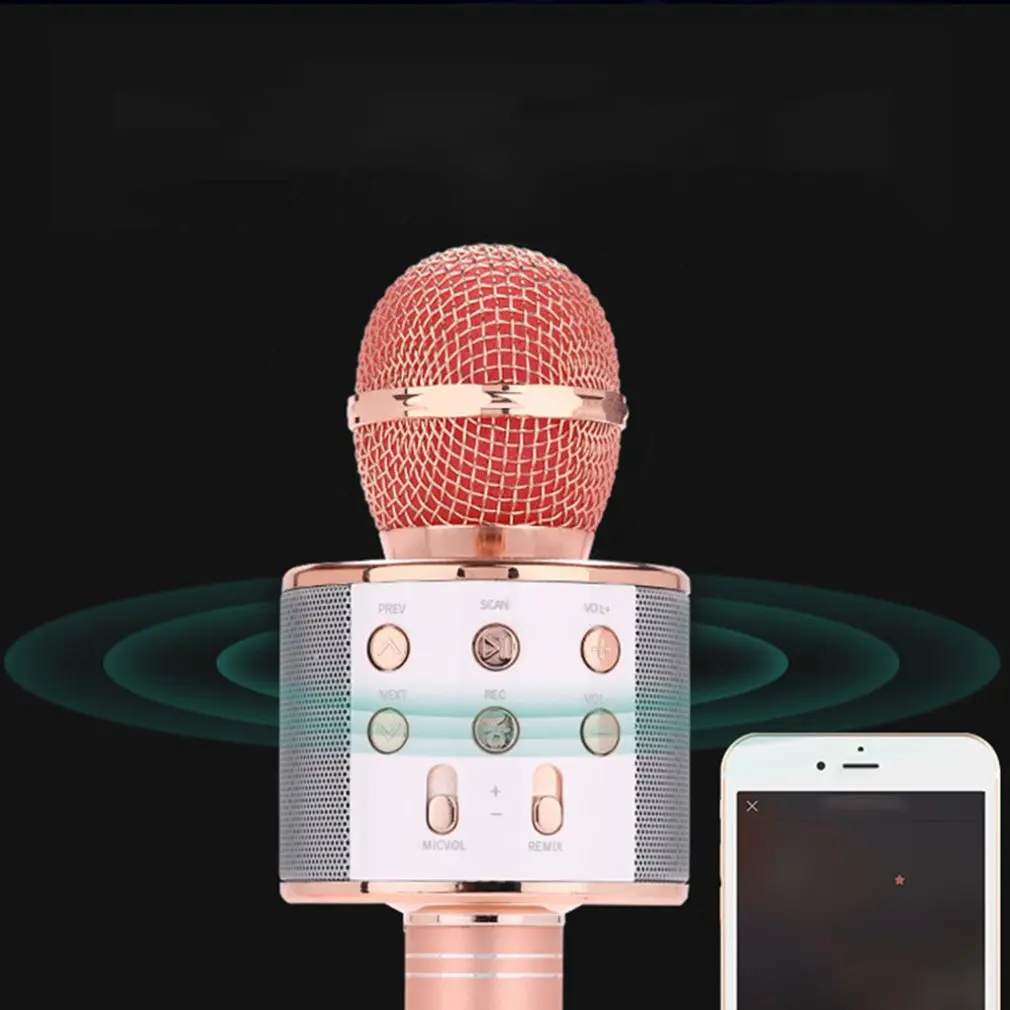 Профессиональный Bluetooth беспроводной микрофон динамик ручной микрофон караоке микрофон музыкальный плеер пение рекордер микрофон KTV