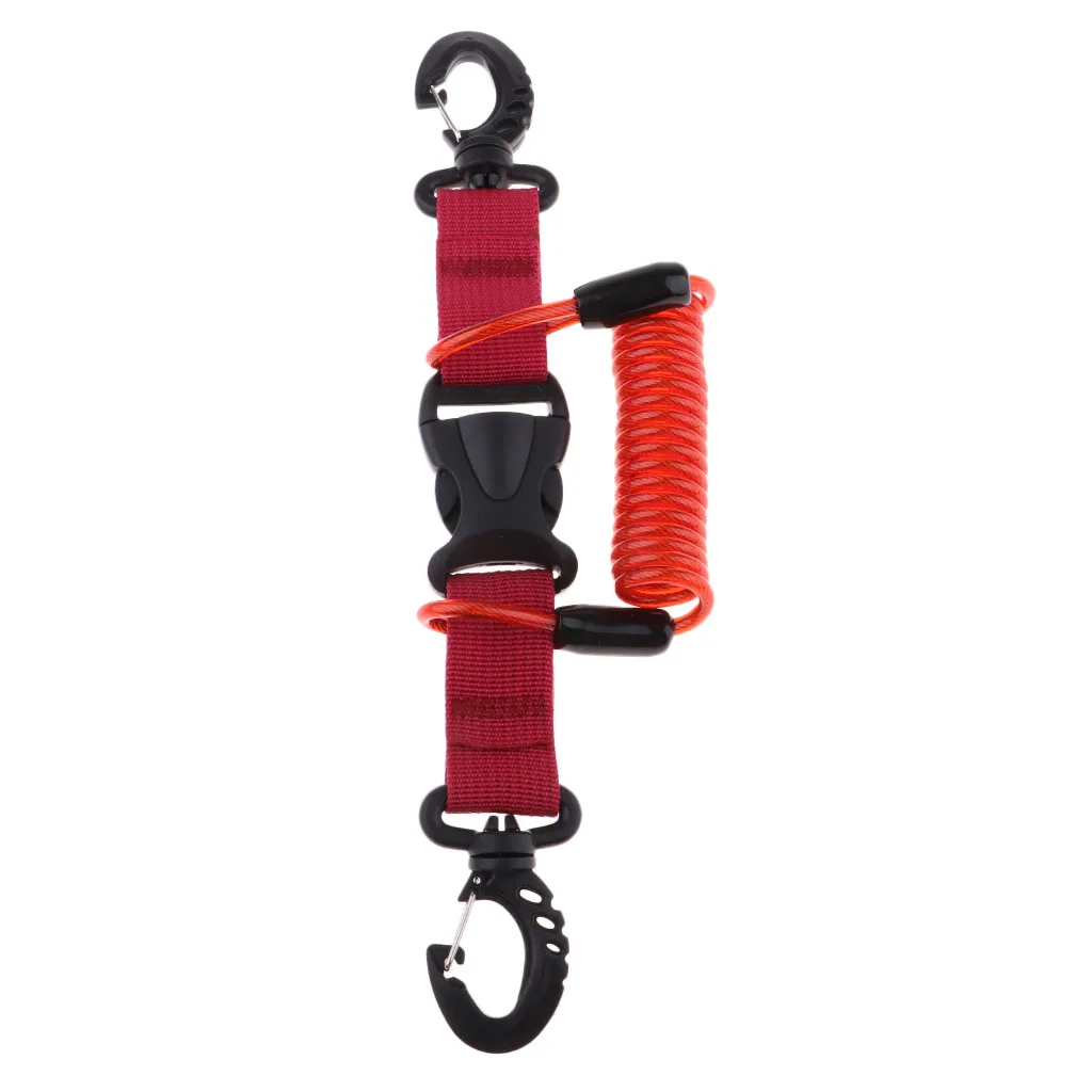 Stainless Steel Scuba Diving Lanyard  Spring Coiled Lanyard with Quick Release Buckle for Underwater Cameras Lights Torch 
