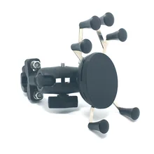 Motorcycle Handle Bar Rail Mount Bar Mount X-Grip Phone Holder Stand with 65mm Double Socket Arm for 4-6 inch Cell Phone and GPS