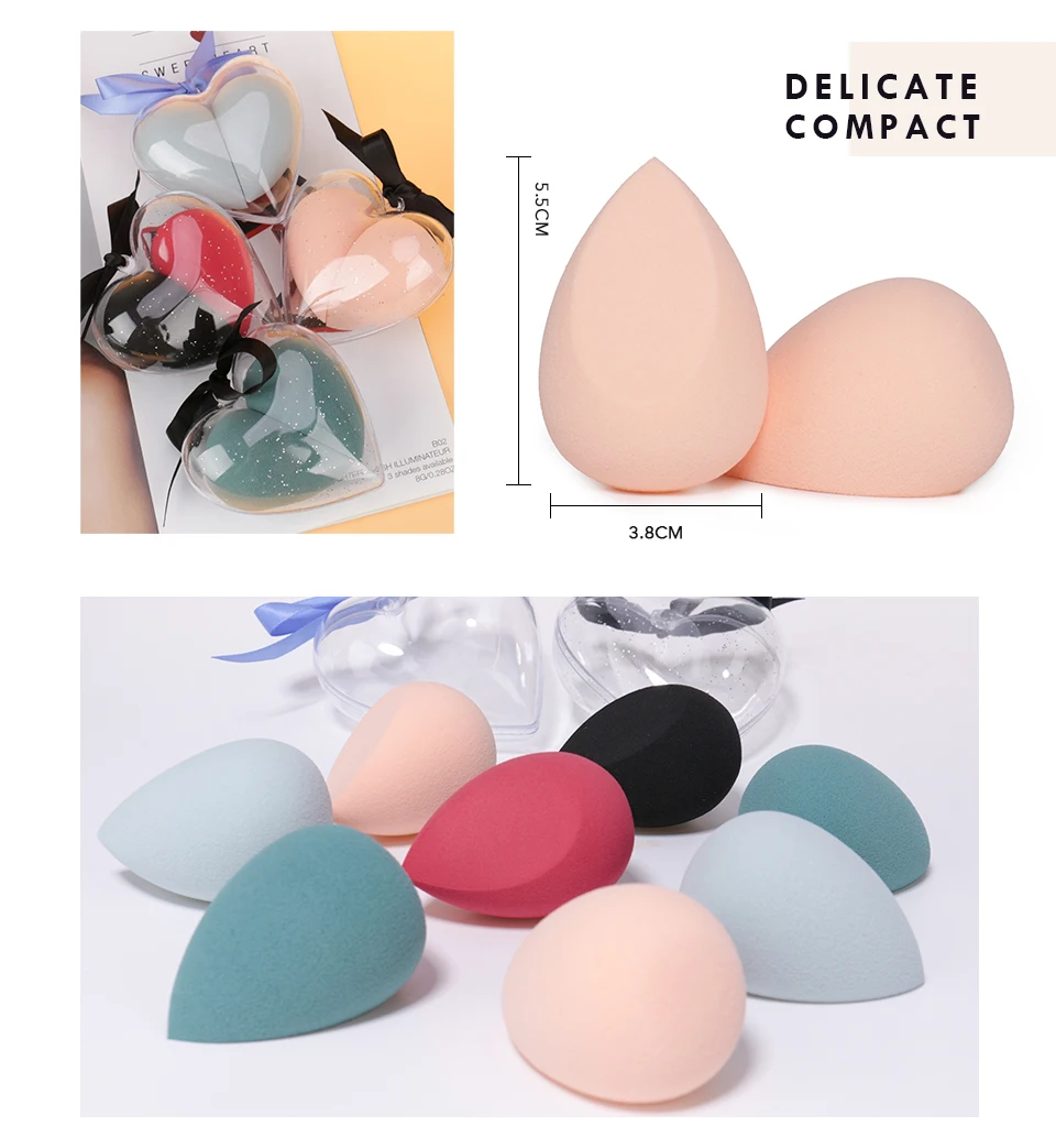 O.TWO.O 2pcs/set Soft Sponge Makeup Smooth Blending Face Liquid Foundation Concealer Cream Cosmetic Puff With Box 4 Colors