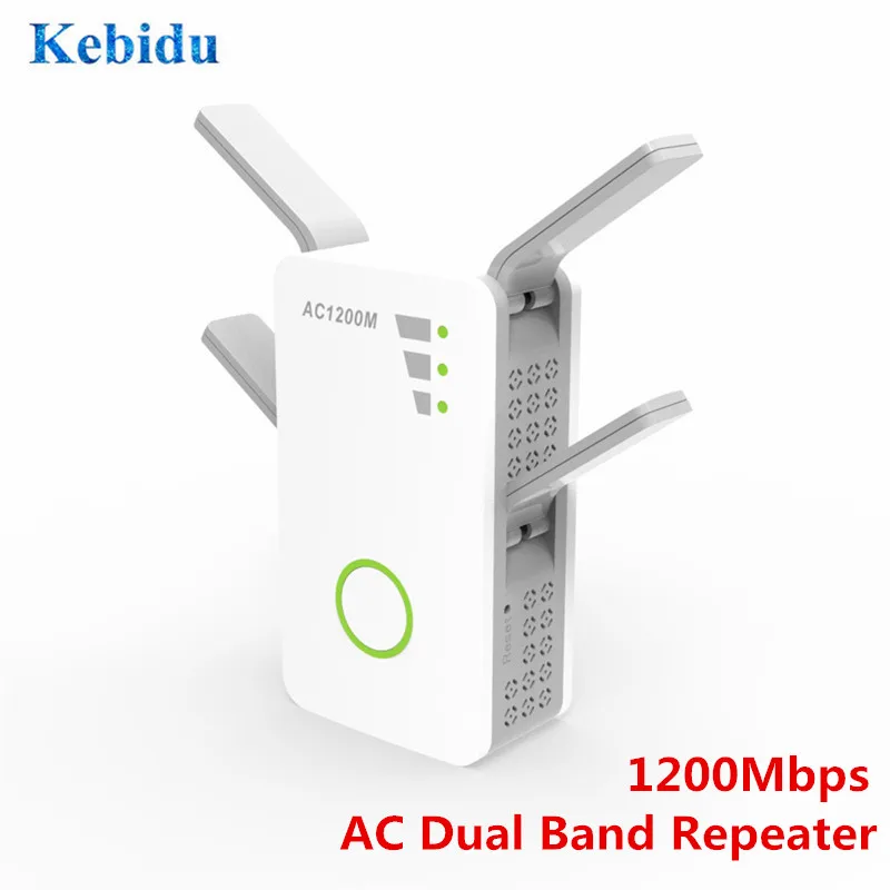 

KEBIDU 1200Mbps AC Extender Repeater Router Dual Band AP Wireless Wifi Repeater Range WPS 2.4GHz 5GHz With 4 External Antennas