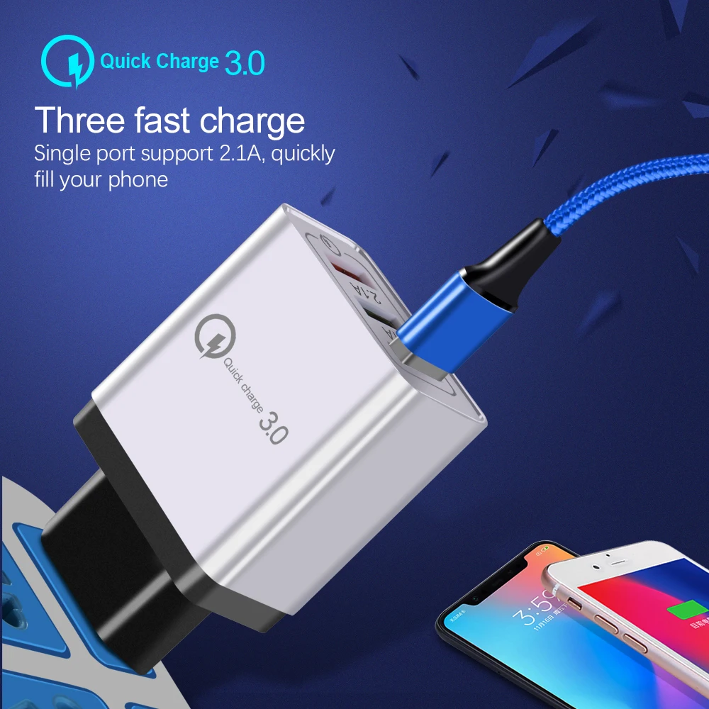 Олаф USB зарядное устройство ЕС 3 порта Быстрая зарядка 3,0 путешествия мобильный телефон зарядное устройство адаптер для iPhone Xiaomi samsung huawei LG быстрая QC 3,0