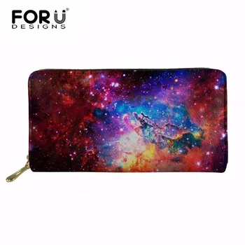 

FORUDESIGNS Ladies Purses Female Leather Wallets Women Long Zipper Purse Galaxy Star Print Woman Wallet Card Holder Clutch femme