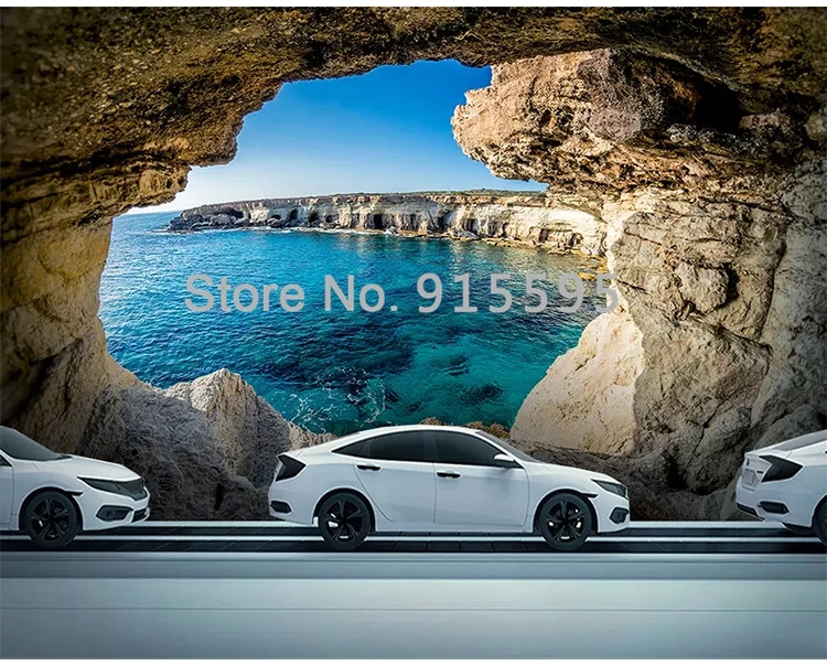 Custom Photo Wallpaper 3D Cave Seascape Mural Modern Living Room Sofa TV Background Wall Painting Wall Papers Home Decor Picture