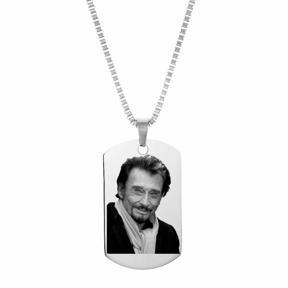 

Personalized Engraved French Rocker Johnny Hallyday Customized Photo Necklace Pendant female male bijoux femme souvenir