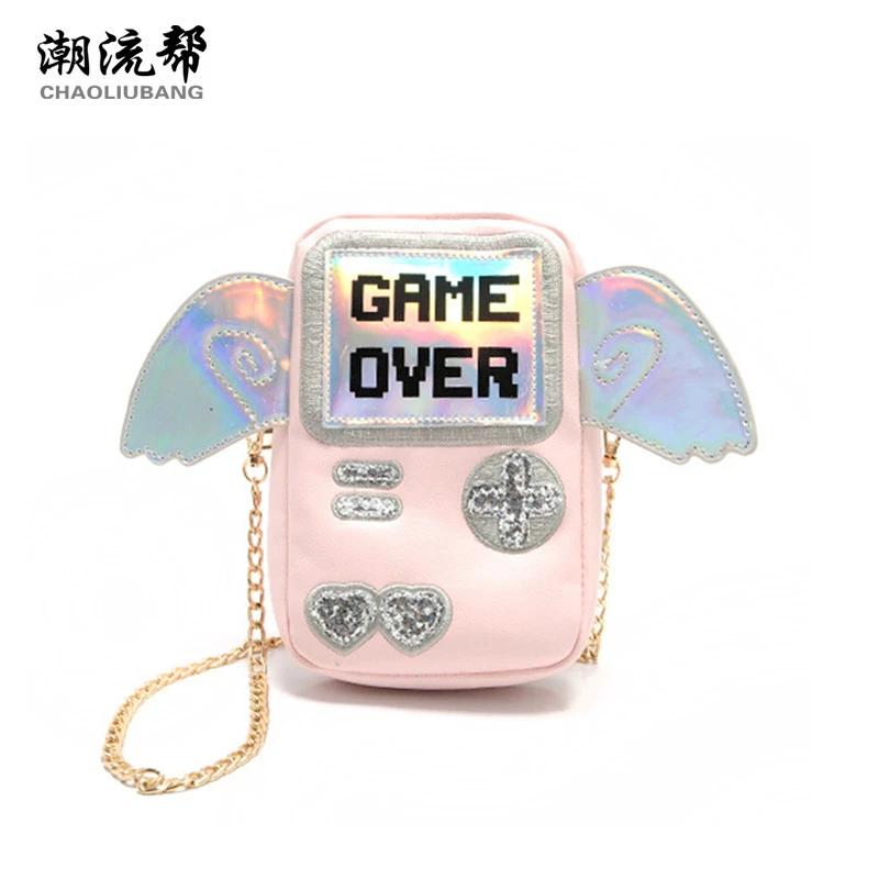 

CHAOLIUBANG Novelty women leather handbags letters printing wings flap bag mini crossbody bags for women shoulder purse sac a