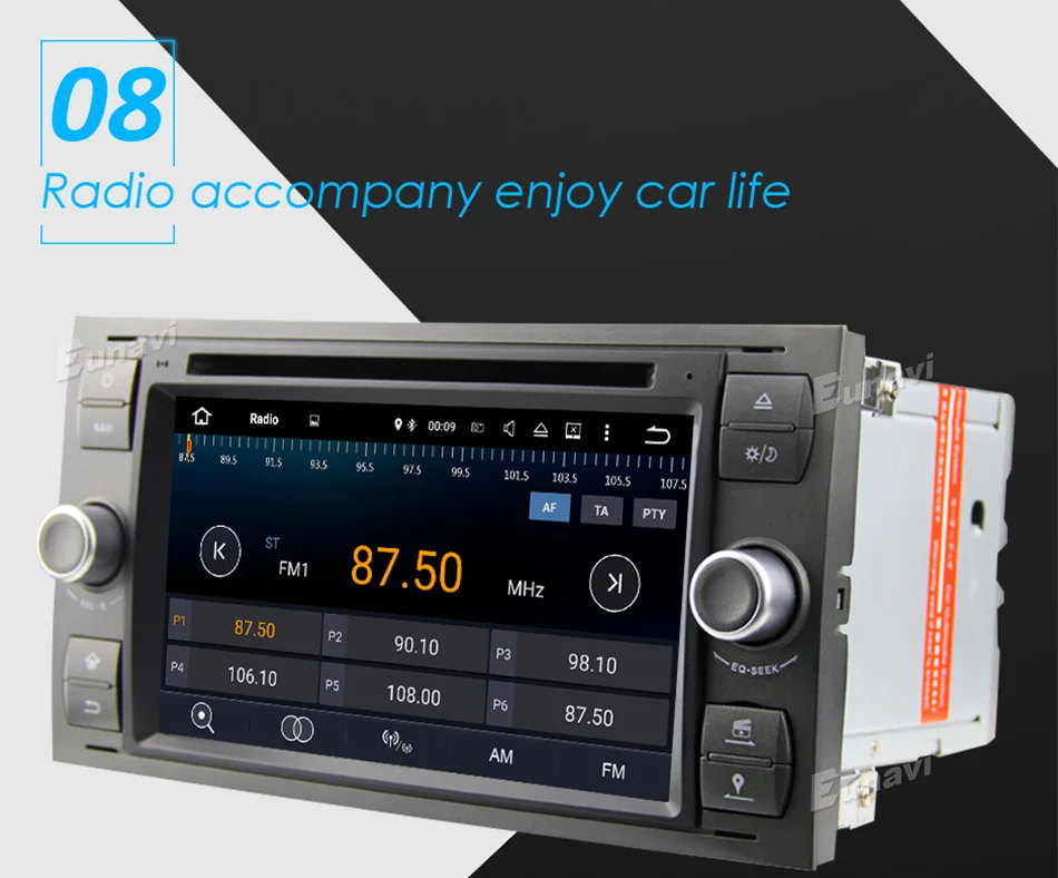 Best Eunavi 7" in dash 2 din Android 9.0 Car DVD Player Car GPS stereo OBD2 for Ford C-Max Fiesta Fusion Kuga Mondeo Focus with radio 14