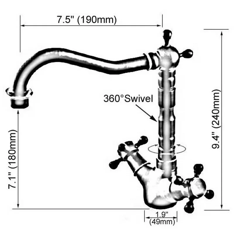 Antique Brass Dual Handles Swivel Bathroom Kitchen Sink Vessel Sink Faucet Basin Mixer Tap asf089