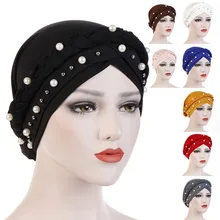 Oeak женский платок на голову обруч мусульманский мягкий Рак химиотерапия шапка-тюрбан шапки Бусы коса выпадения волос бусины исламский индийский шапка