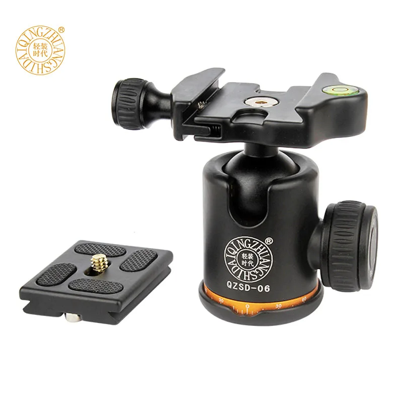 QZSD Q06 Aluminum Tripod Ball Head With Quick Release Plate & Two levels Max Load 6KG For Benro Manfrotto Q999S Tripod Head