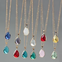 12 cores birthstone pedra natural gota de água pingente colar druzy quartzo gem pedra cristal diy charme colar feminino jóias