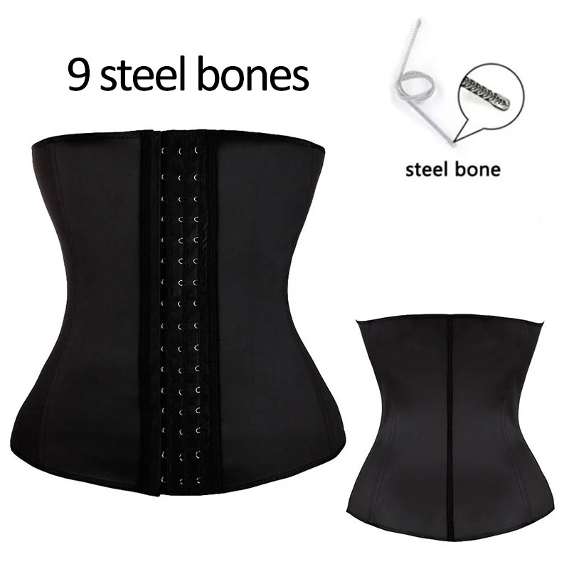 Slimbabe Latex Waist Trainer Corsets 9 Steel Boned Hot body Shapers XS-6XL Tummy Control Belts Waist Cincher Girdles Workout