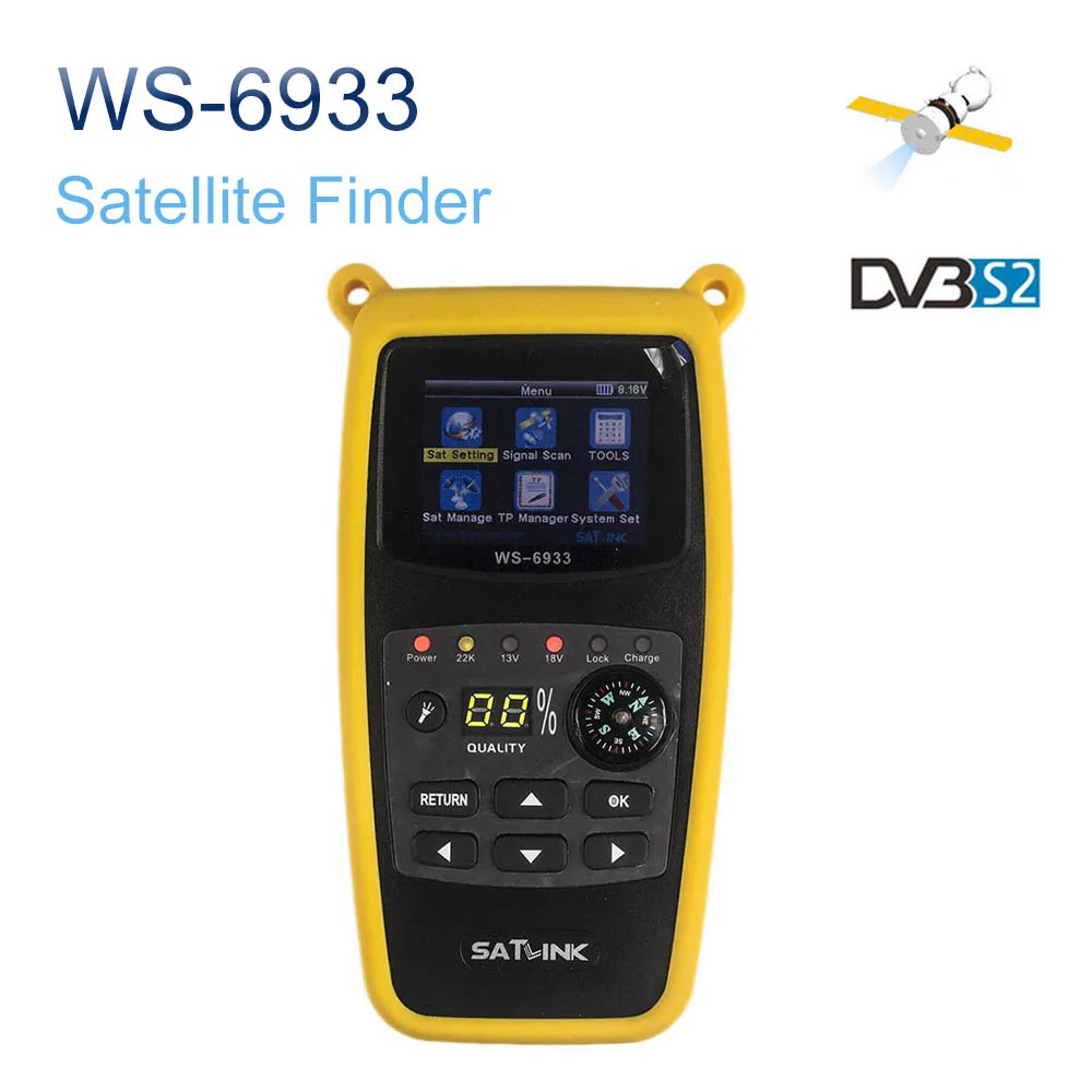 

Satxtrem Satlink WS-6933 Digital Satellite Finder DVB-S2 FTA 2.1 Inch LCD Display 800mAh Battery Satlink 6933 SatFinder WS6933