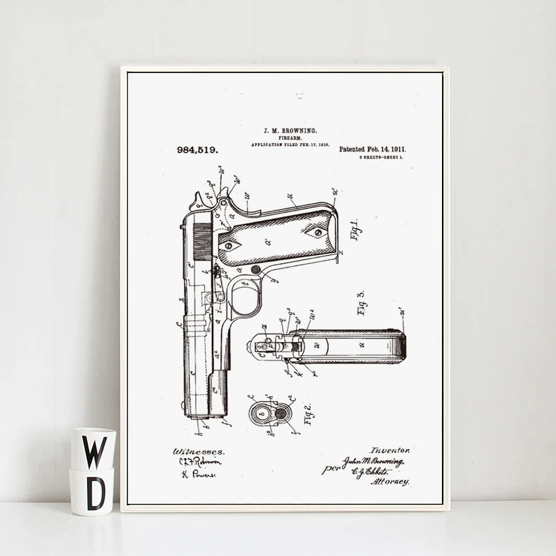 

Nordic Decorative Pistol Mechanical Structure Canvas Painting Poster And Print Art Picture Wall Living Room Bedroom Home Decor
