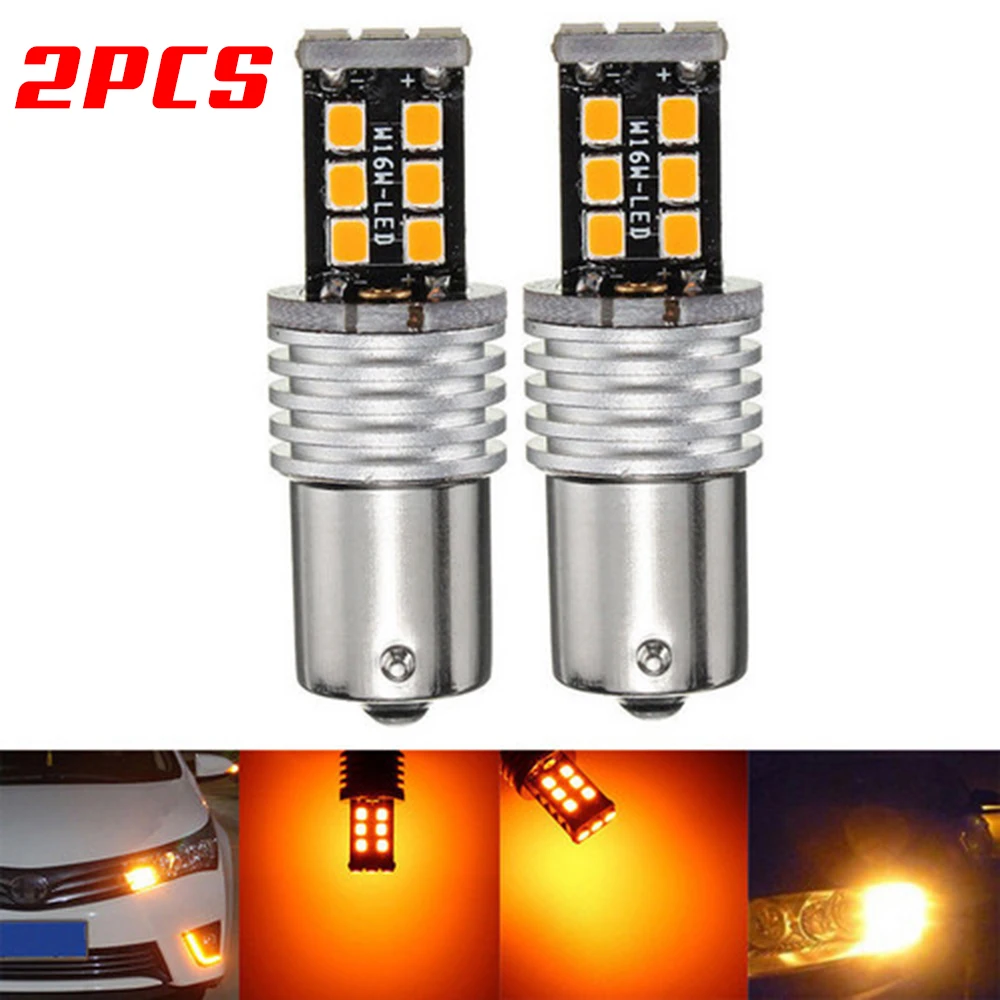 

2X 1156 BA15S Amber Yellow 15W 2835 LED Brake Lights 12V Auto Reverse Lamp Turn Signal Running Light
