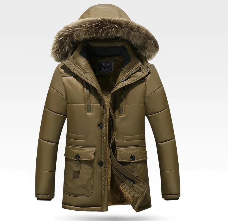 Размера плюс M~ 7XL 8XL Зимняя парка Для мужчин теплая флисовая Меховая Куртка Пальто Верхняя одежда с капюшоном мужская с капюшоном и карманами; Верхняя одежда с защитой от ветра