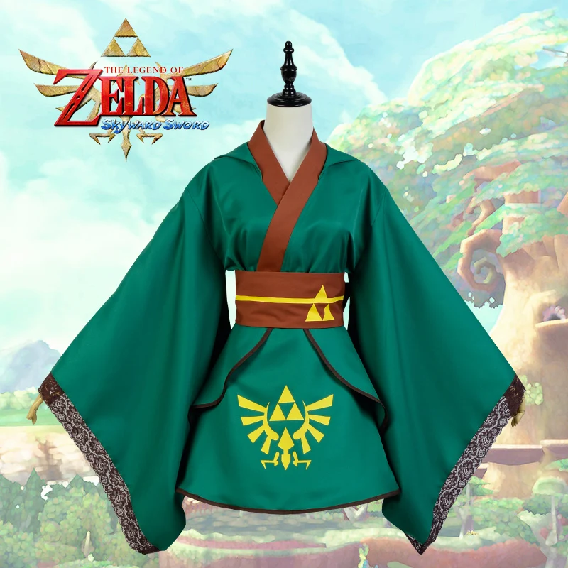 The Legend of Zelda Cosplay Green Girl Queen Kimono Coat Zelda