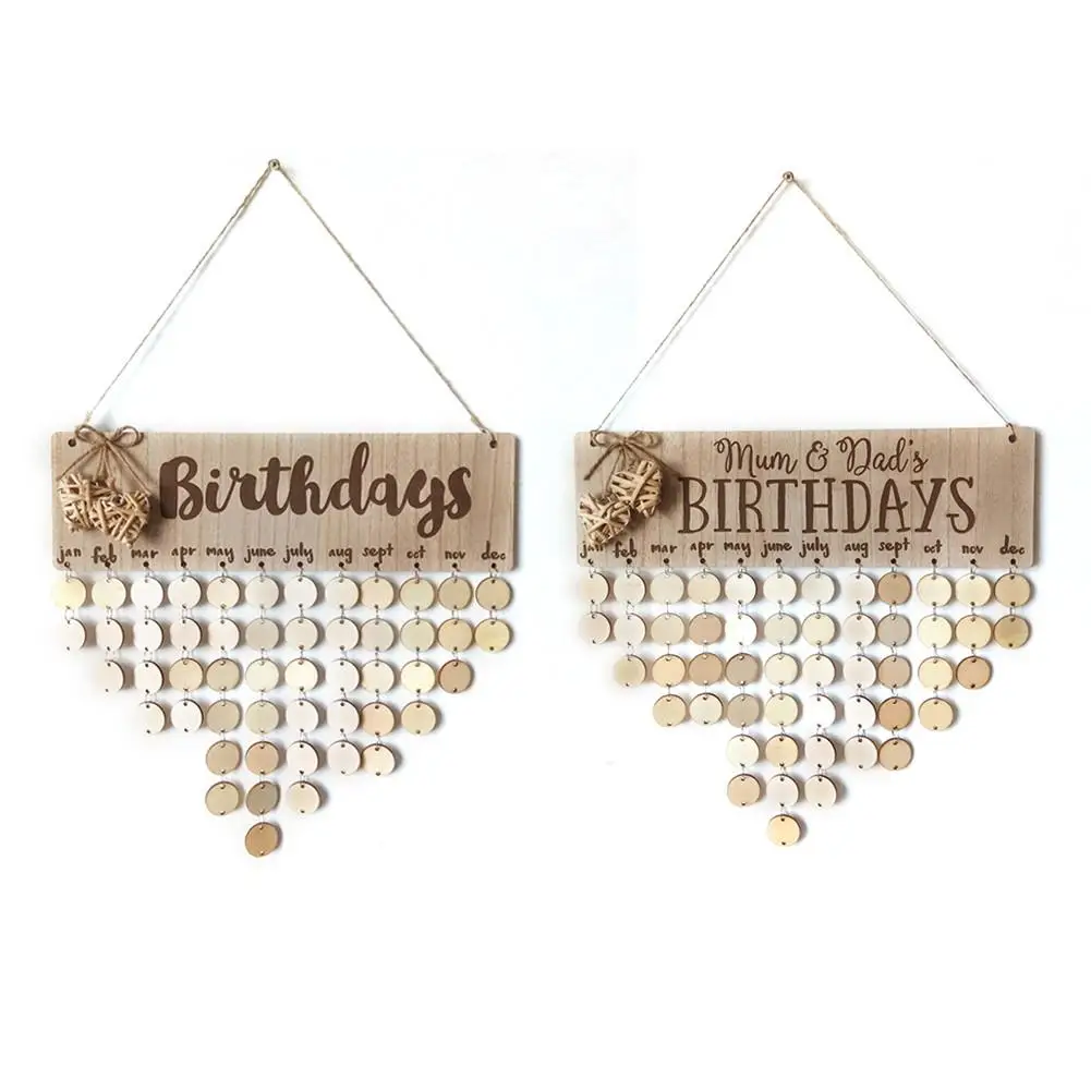 

Wood DIY Mum&Dads Birthday Reminder Calender Board Ply Plaque Sign Home Decor DIY Calendar Hanging Decorations