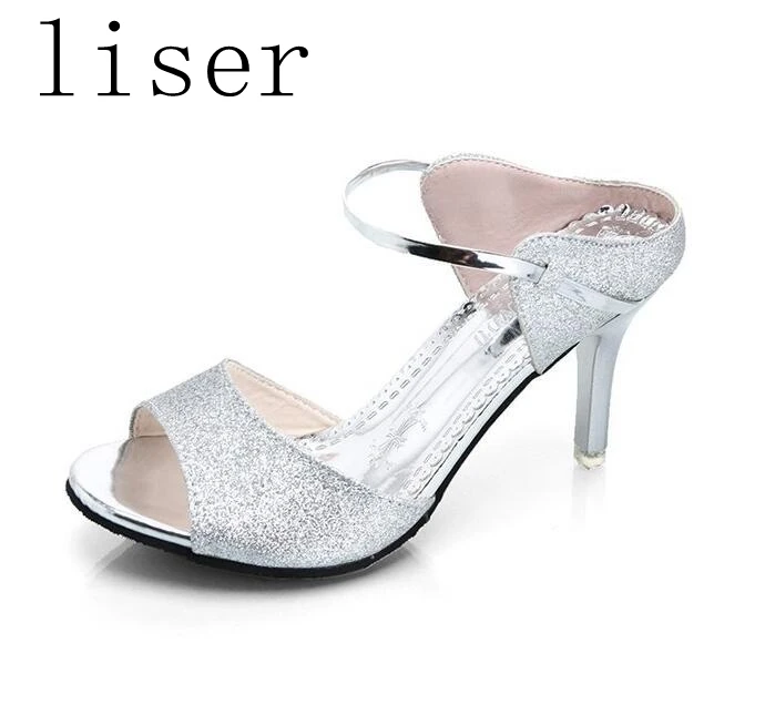 Liser Новые женские босоножки блестками пикантные на высоком каблуке Для женщин