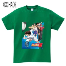 Футболка для мальчиков с мультяшным принтом, г., летние футболки для мальчиков младенцев капитан Цубаса, Япония, аниме, одежда повседневные топы для малышей, NN