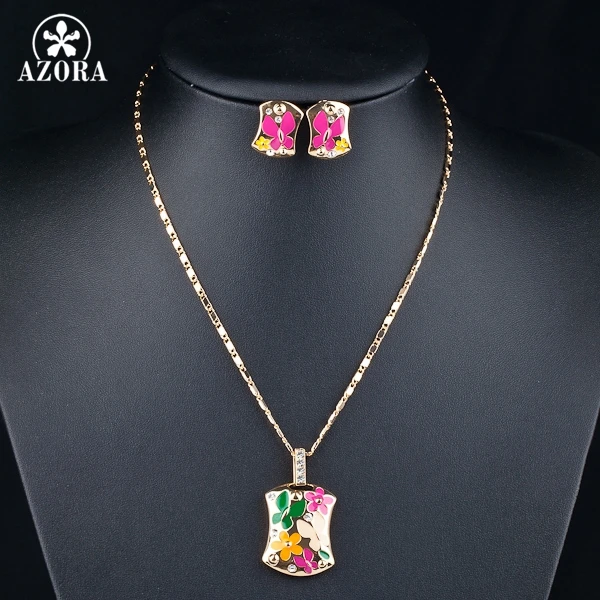 Разноцветные серьги клипсы и подвеска TG0002|jewelry sets|set jewelryjewelry necklace sets |