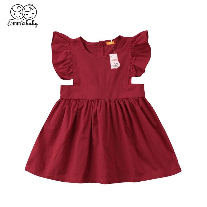 Pasivo microondas espacio Vestido rojo vino para niñas, novedad de verano 2018, vestidos de manga  corta para chico y chica, gran oferta de ropa para niñas, vestido de  princesa a la moda con volantes|girls short