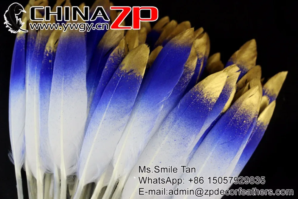11 Royal Blue Hand Painted Duck Feathers (2)