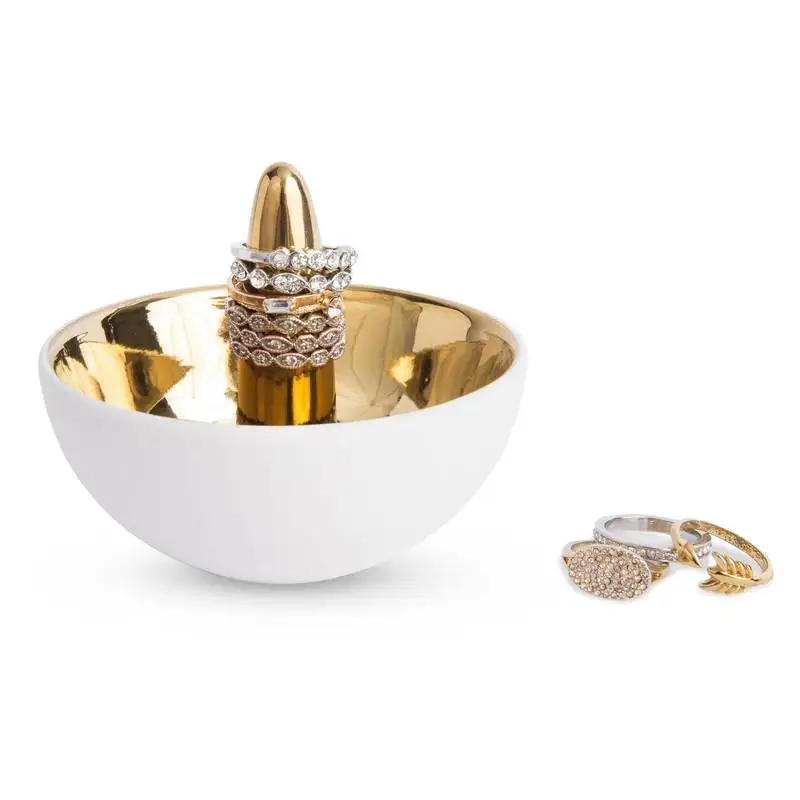 

Golden ceramic mini jewelry plate display plate ring earrings storage tray minimalist creative home decoration 040 y