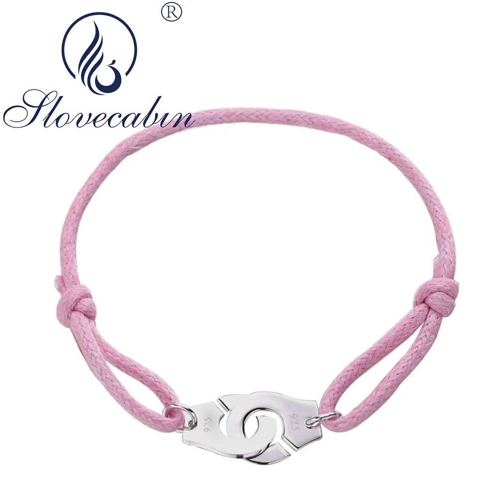 

Slovecabin 3 Colors Real 100% 925 Sterling Silver Handcuffs Menottes Rope Bracelets For Women High Quality Silver 925 Jewelry