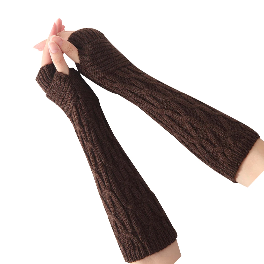1 пара складных узоров для женщин и девочек, вязаные теплые перчатки для рук, зимние осенние полосатые рукавицы на запястье