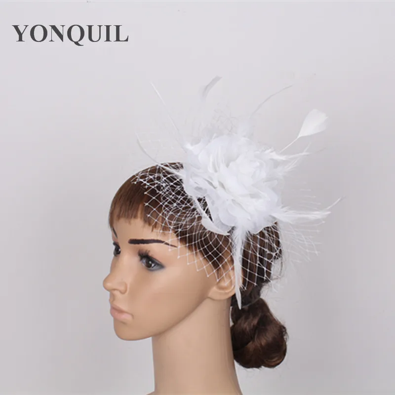 Женские головные уборы с перьями, хорошие Свадебные шапки, очень красивые красные, белые, розовые, золотые цвета,, высокое качество, SYF01