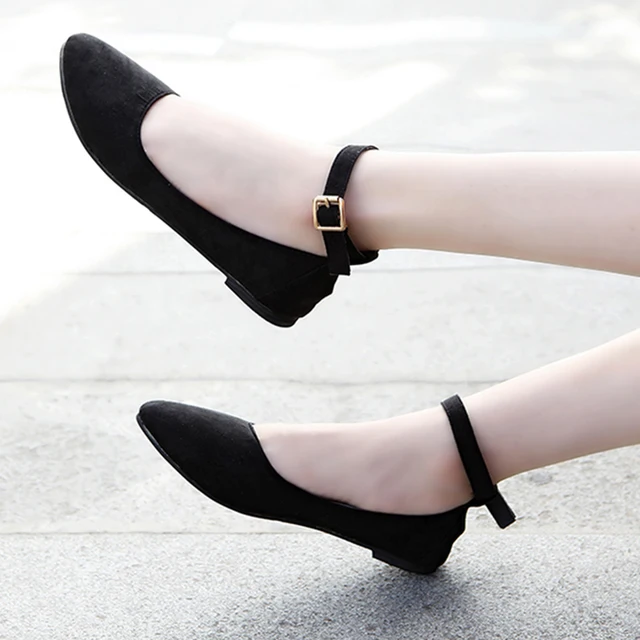 Plus Size 35-42 Women Flats Ankle Strap Ballet Flats For Woman Shoes Shallow dress shoes Ladies Shoes ballerina zapatos mujer