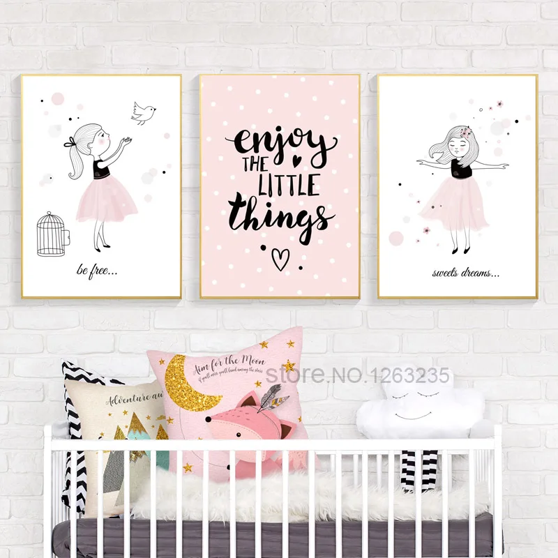 

Baby Girl Room Decor Cuadros Nordic Style Kids Decoration Poster Picture Posters Cartoon Wall Art Canvas Painting Unframed