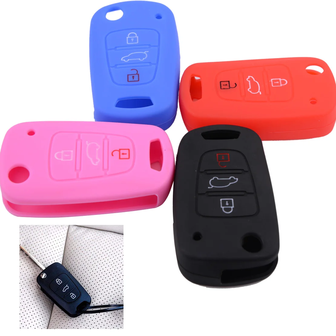 1x 3 Buttons Silicone Key Cover Shell Case Fob For Kia Soul Sportage Elantra i30 