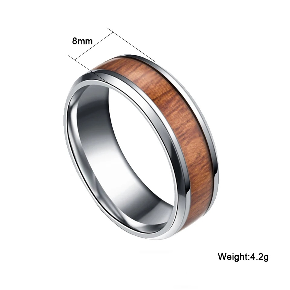 Винтажные кольца из коричневого дерева, мужские черные кольца-печатки из нержавеющей стали, Modis, деревянные кольца на палец, подарки для мужчин и женщин, ювелирные изделия