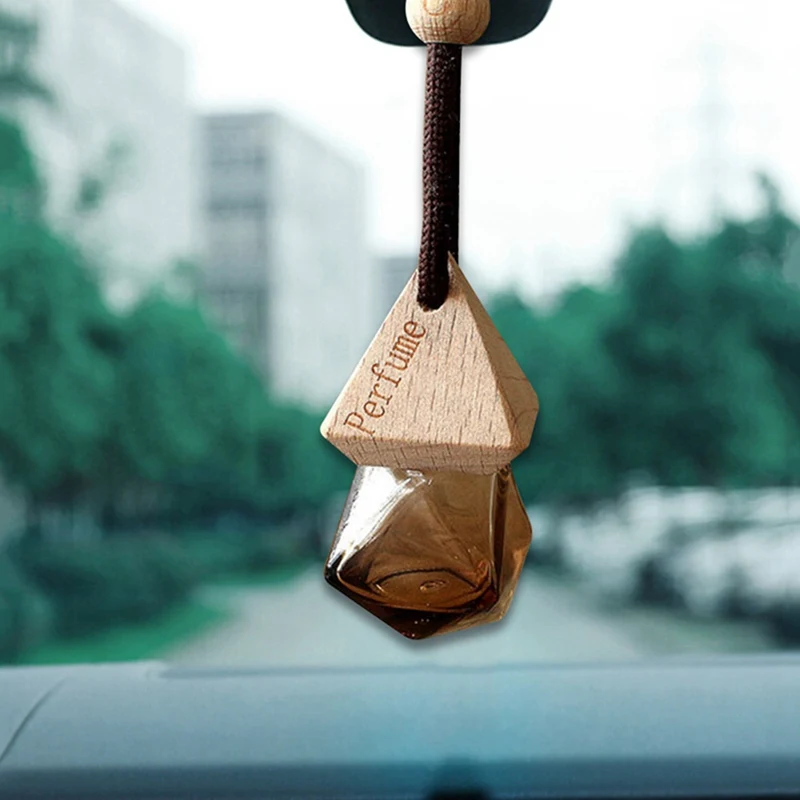 

Car Diamond Shape Pendant 8ml Auto Ornament Perfume Bottle Hanging Air Freshener Perfume Fragrance Diffuser Empty Glass Bottle