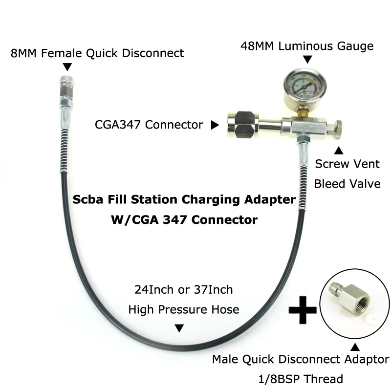 Новый Пейнтбол пневматический пистолет Airsoft PCP Air винтовка Scba заполнить станции зарядки адаптер с CGA 347 разъем 24/36 дюймов Microbore шланг