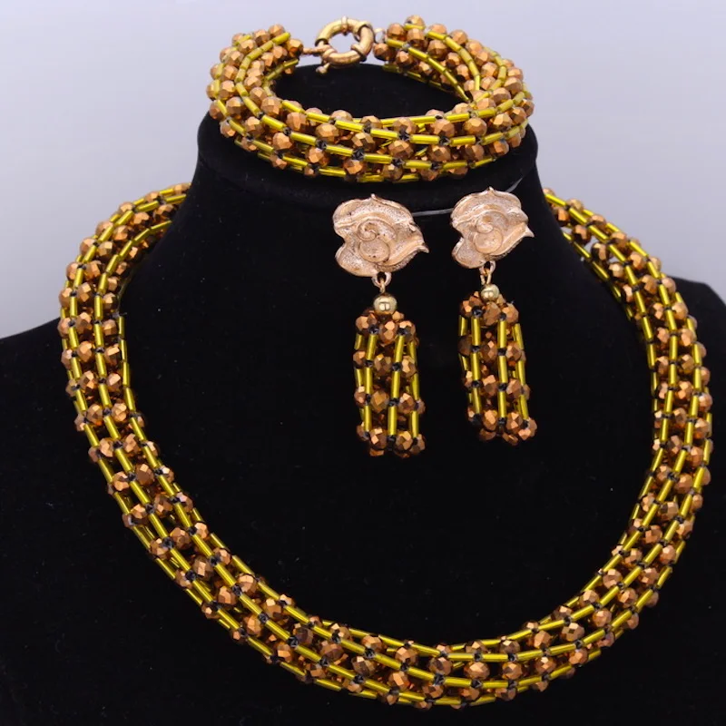 

DuDo African Jewelry Set Gold Nigerian Bridal WeddingParty Beads Jewelry Set 5 Colors Available Free Shipping Fashion 2018 New