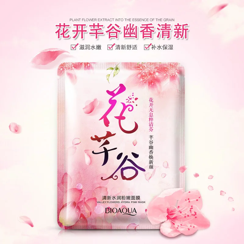 Bioaqua воды иглы маска для лица маска Cherry Blossom отбеливания кожи увлажняющий уменьшить поры масло Управление Для мужчин/wo Для мужчин Уход за