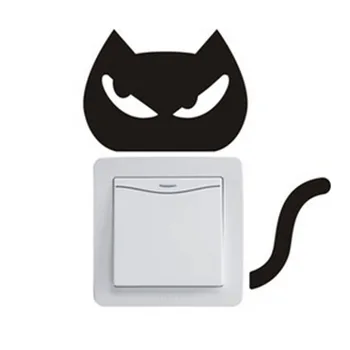 

Angry cat fashion switch stickers Waterproof vinyl art wall stickers 2SS0860