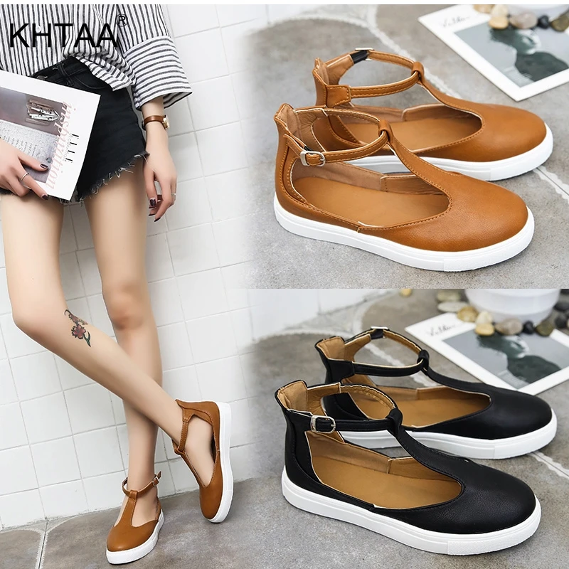 Achat KHTAA Femmes Sandales Plus La Taille D été Femelle Plat Chaussures T Sangle Plate Forme Femme Boucle Sangle Sandale Casual Chaussures Pour Dames