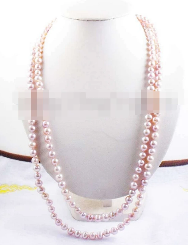 

3249 round purple natural high-class pearl Alloy clasp Chain necklace