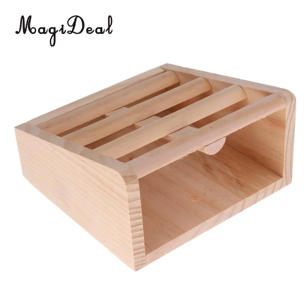 MagiDeal 2-in-1 Functional New Small Pet Rabbits Guinea Pig Wooden Rack Feeder Hay Grass Nesting Holder Small Animals Toy