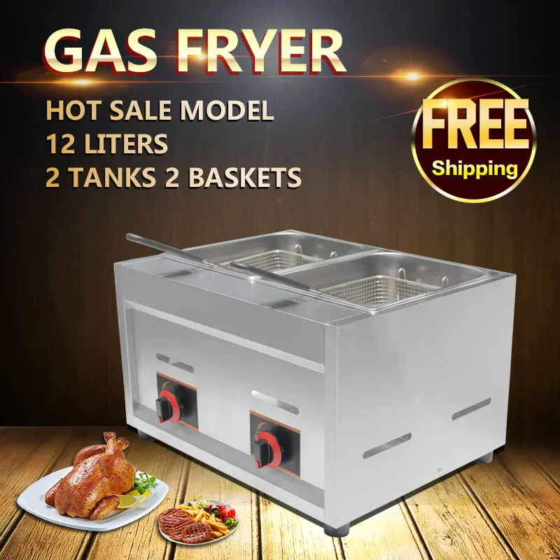 Commercial kitchen equipment 12L stainless steel gas deep fryer donut