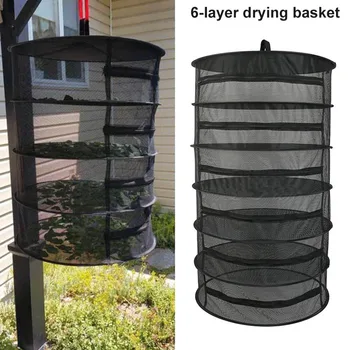 

Newly Hanging Drying Net Rack 6 Tiers Breathable Durable Mesh Shelf for Plant Vegetable Herb