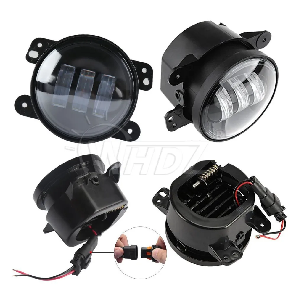 4 Inch 30w Led Fog Lights Auto Led Headlight Driving Offroad Lamp for Jeep Wrangler Dodge Chrysler Front Bumper Lights (5)