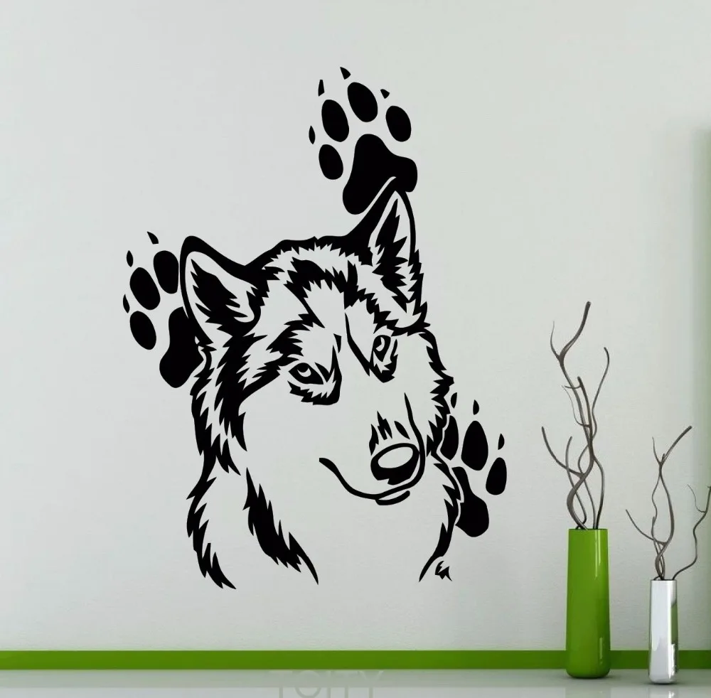 cheap Good Wolf Footprints Wall Sticker Animals Vinyl Decal Home BedRoom Interior Decoration Nursery Removable Mural