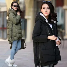 2015 Осень И Зима Новый Хлопок Пальто Куртки Свободные Толстые Длинные Solid Natural Color Мода Куртка
