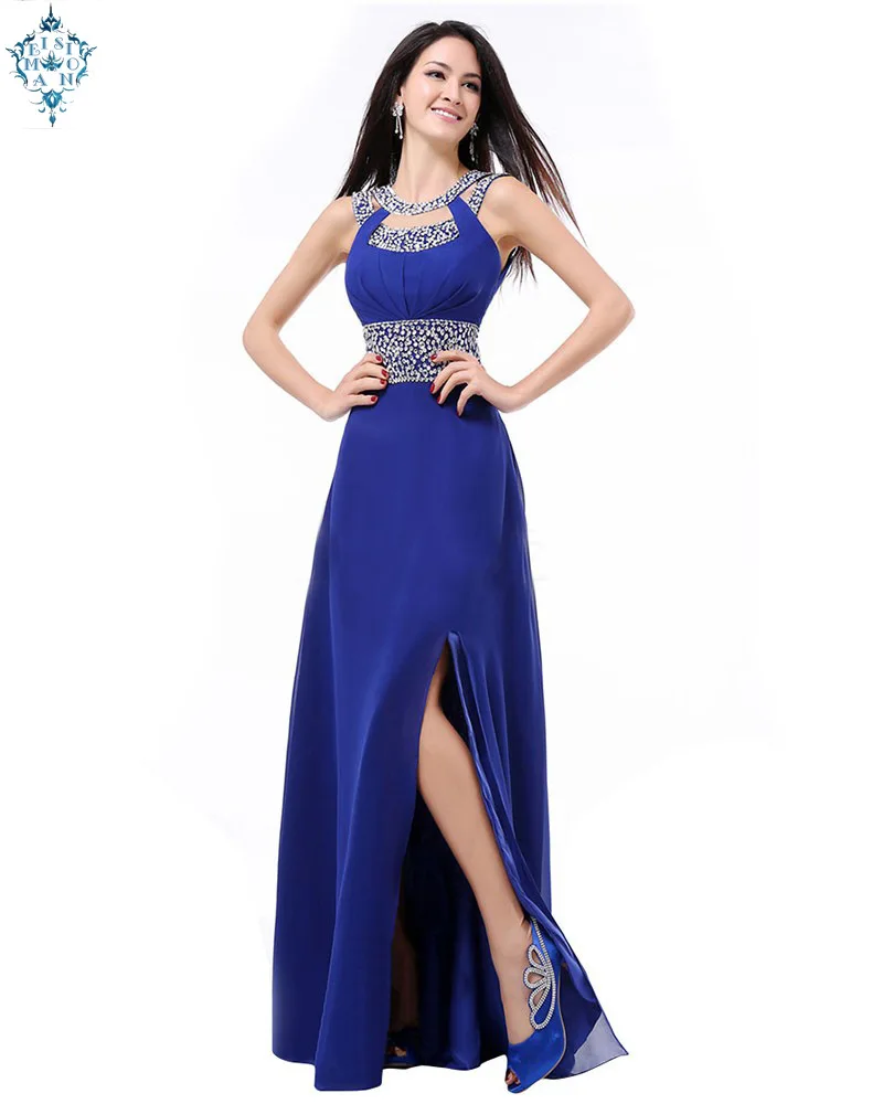 

Ameision New Fashion A-Line O-Neck Side Split Sequin Elegant Long Formal Evening Dresses 2019 Vestido De Festa Longo