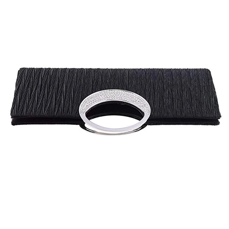 Luxury Evening Clutch Bags Fashion Rhinestone Satin Pleated Women Evening Bag Wedding Party Handbag Clutch Purse bolsos mujer